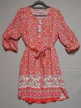 Poppi Coral Floral Dress Size M